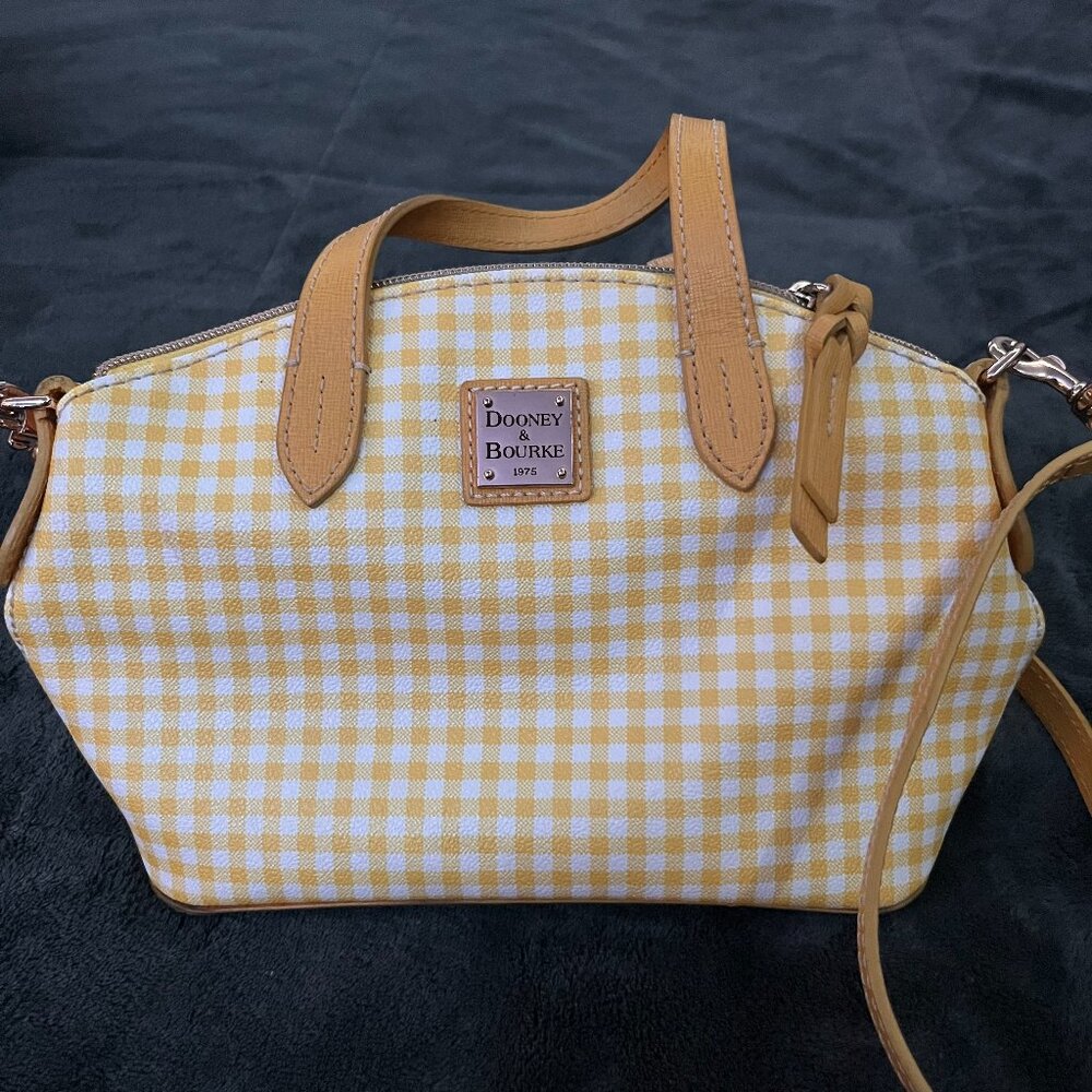 Dooney & Bourke Emily Yellow Gingham Tote Bag coated Canvas